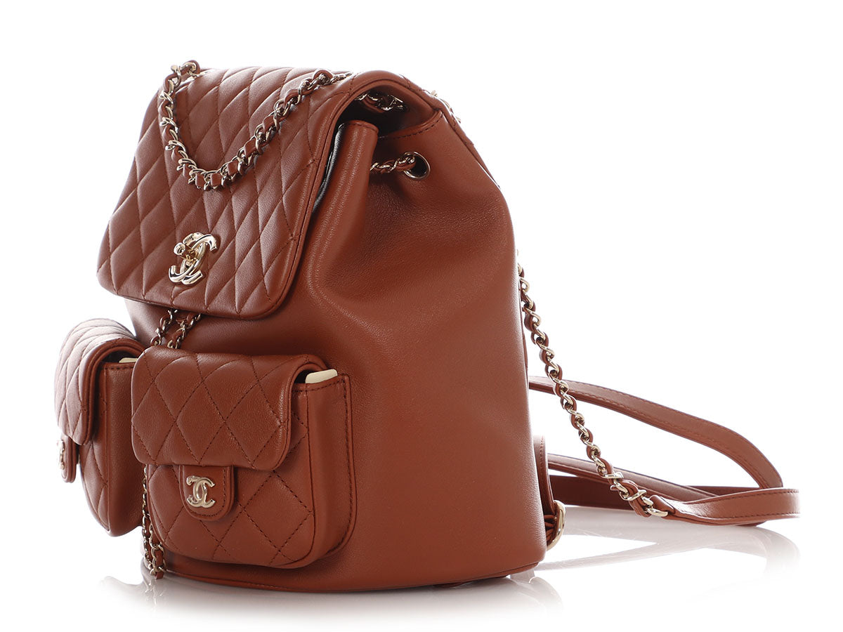 Chanel Medium Light Brown Quilted Grained Calfskin Duma Pockets Backpack - Image 4