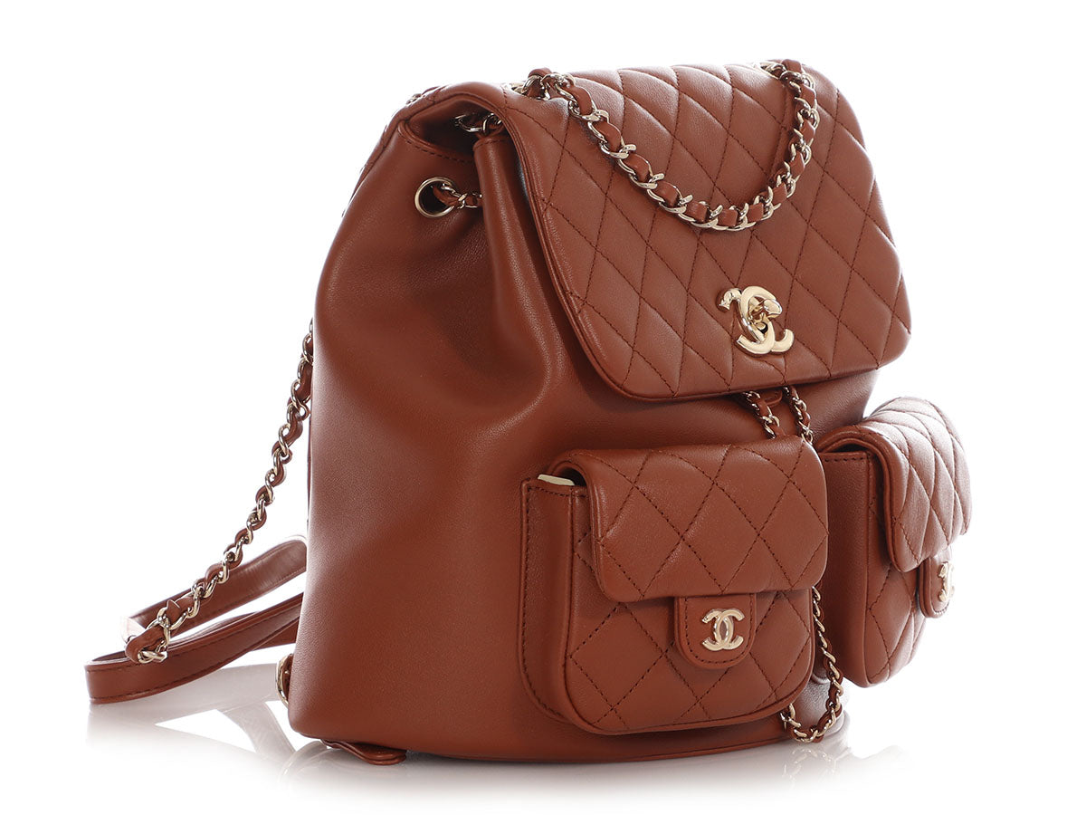 Chanel Medium Light Brown Quilted Grained Calfskin Duma Pockets Backpack - Image 6