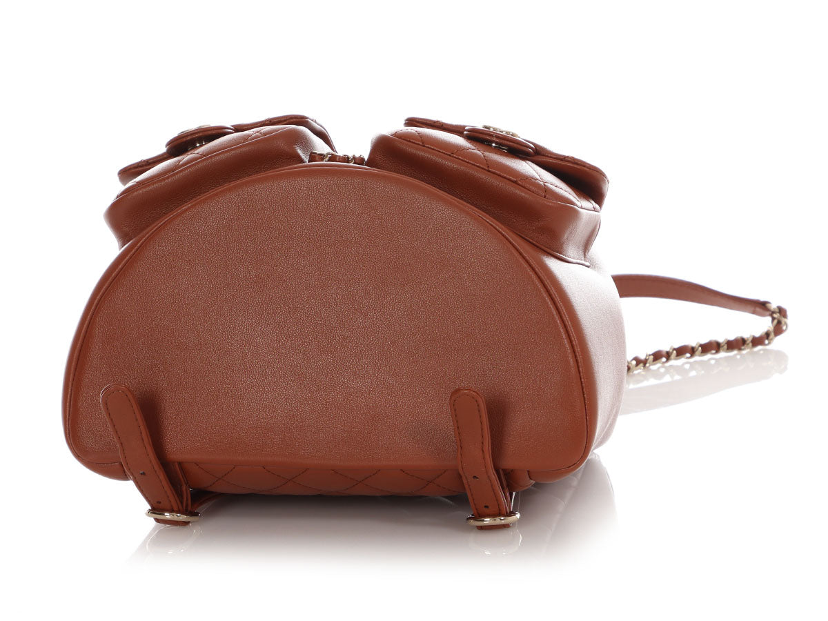 Chanel Medium Light Brown Quilted Grained Calfskin Duma Pockets Backpack - Image 7