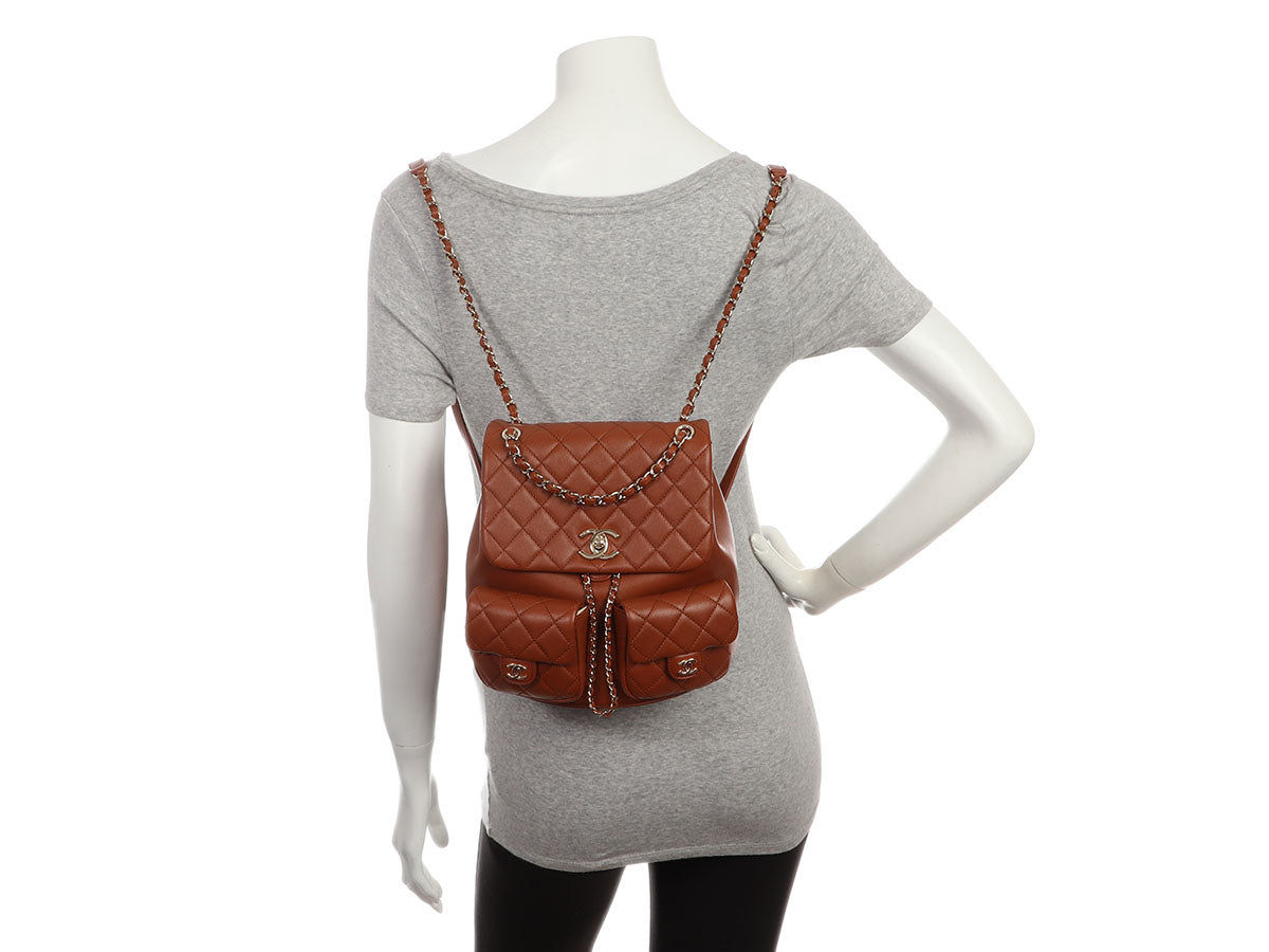 Chanel Medium Light Brown Quilted Grained Calfskin Duma Pockets Backpack - Image 10