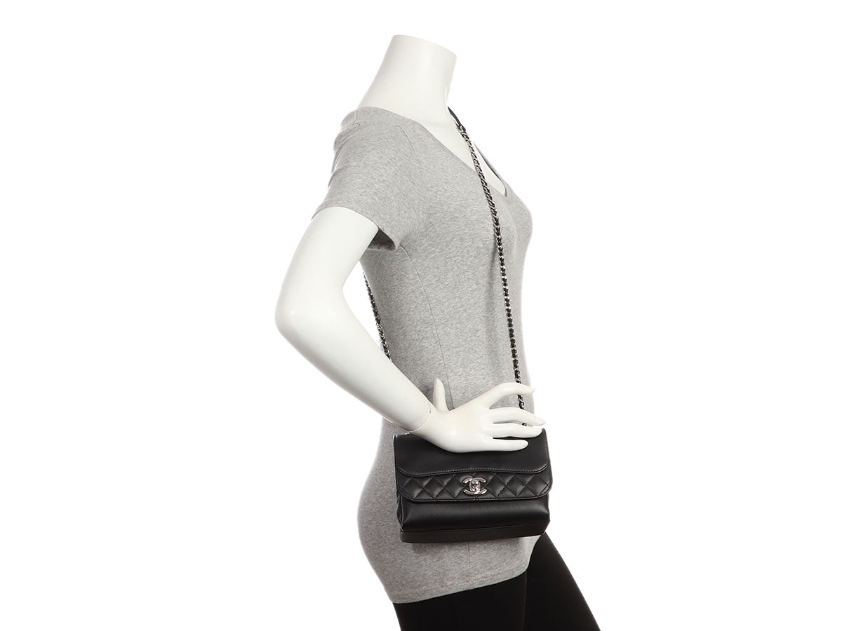 Chanel Small Black Part-Quilted Lambskin Tramezzo Flap - Image 10