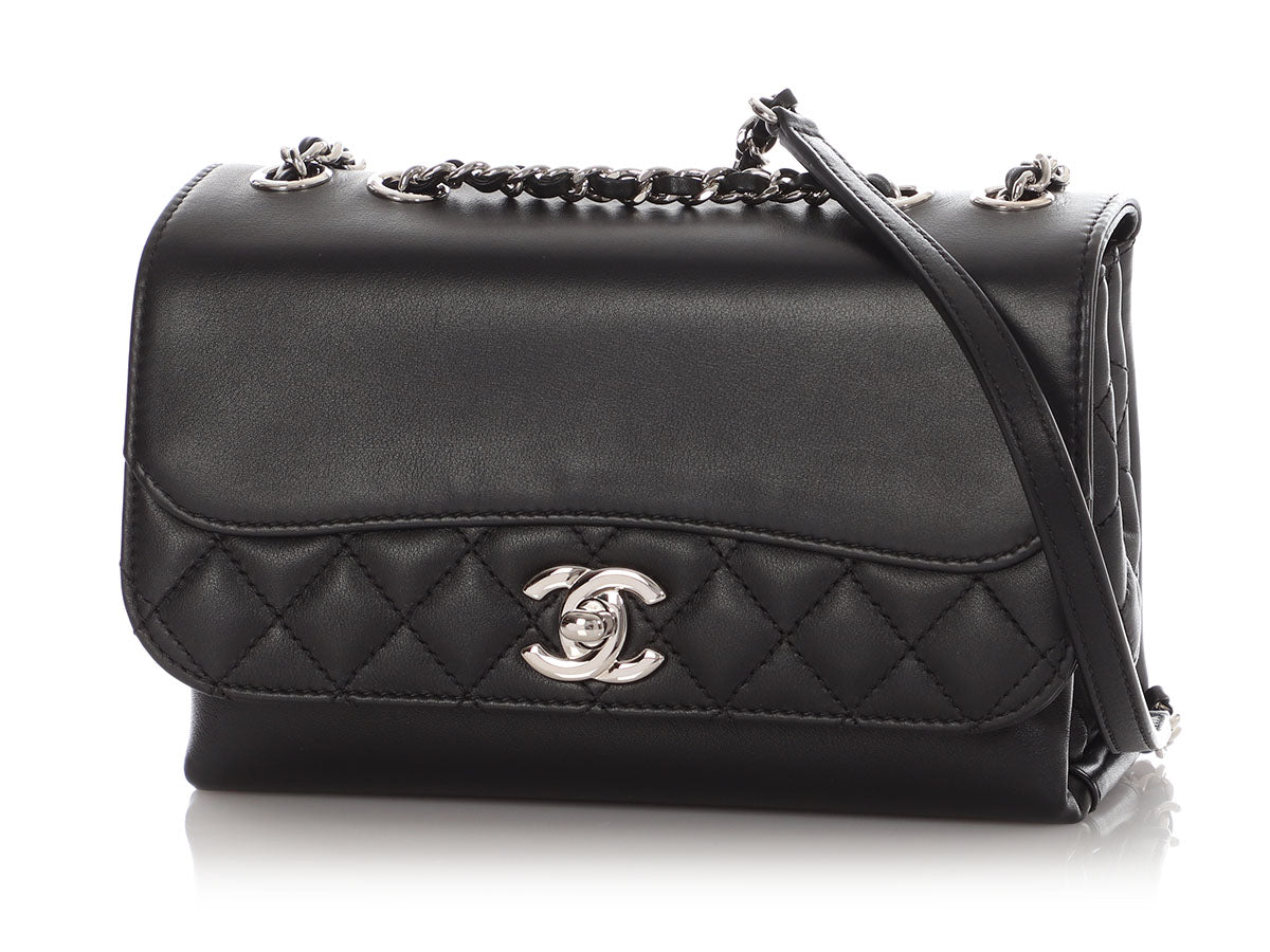 Chanel Small Black Part-Quilted Lambskin Tramezzo Flap - Image 3