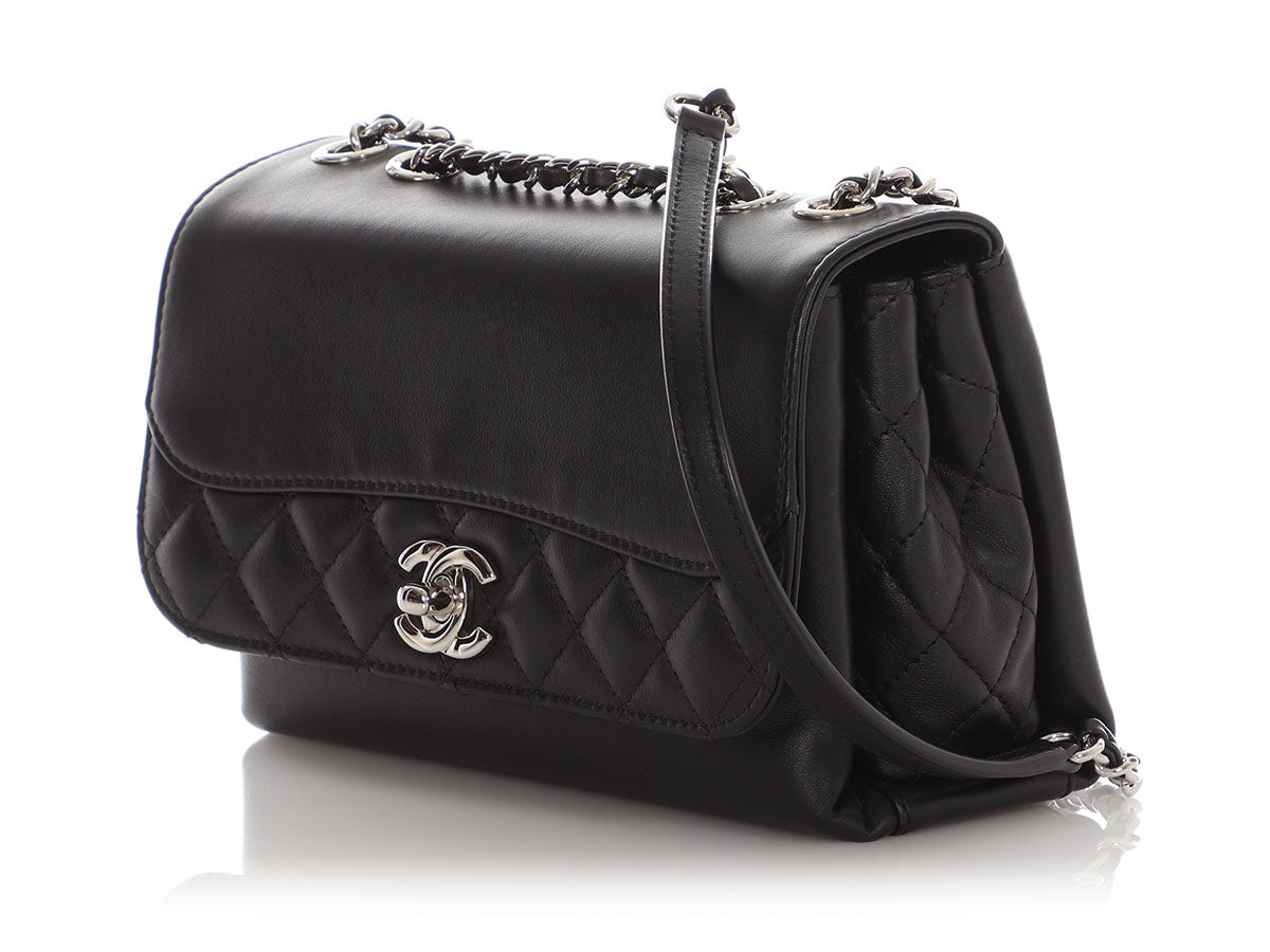 Chanel Small Black Part-Quilted Lambskin Tramezzo Flap - Image 4