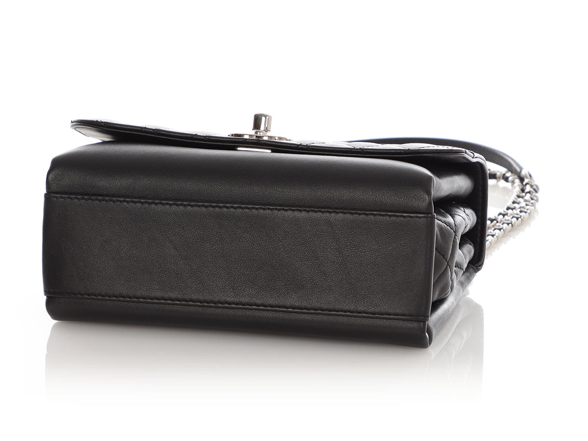 Chanel Small Black Part-Quilted Lambskin Tramezzo Flap - Image 7