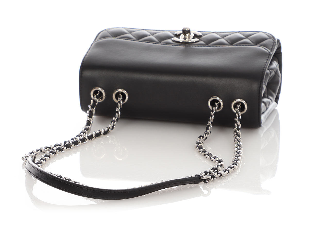 Chanel Small Black Part-Quilted Lambskin Tramezzo Flap - Image 8