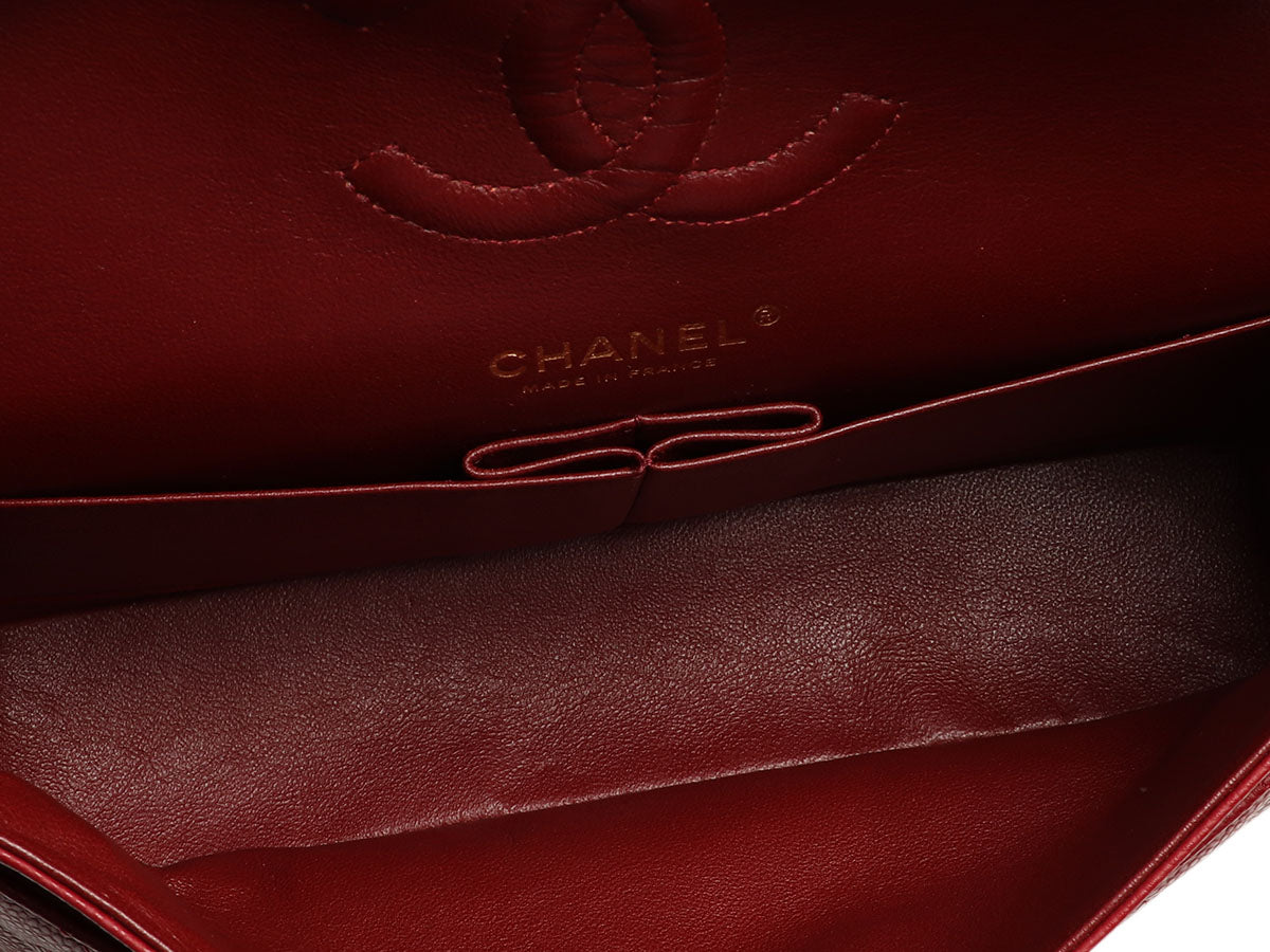 Chanel Medium/Large Red Quilted Caviar Classic Double Flap - Image 9