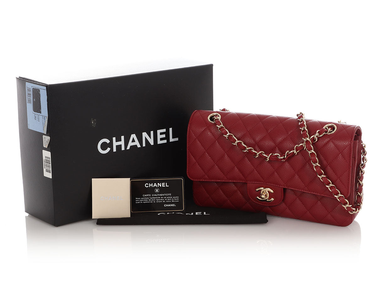 Chanel Medium/Large Red Quilted Caviar Classic Double Flap - Image 2