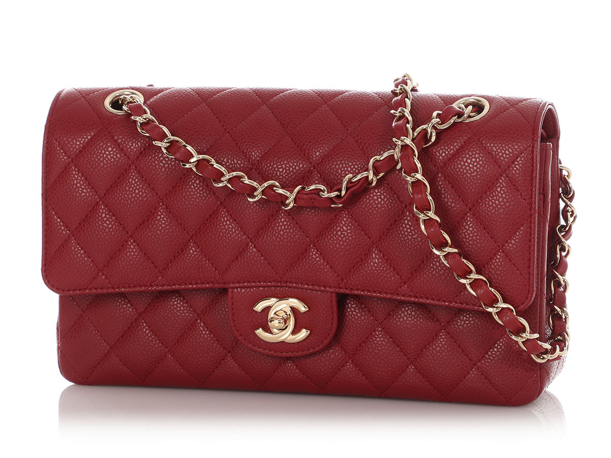 Chanel Medium/Large Red Quilted Caviar Classic Double Flap - Image 3