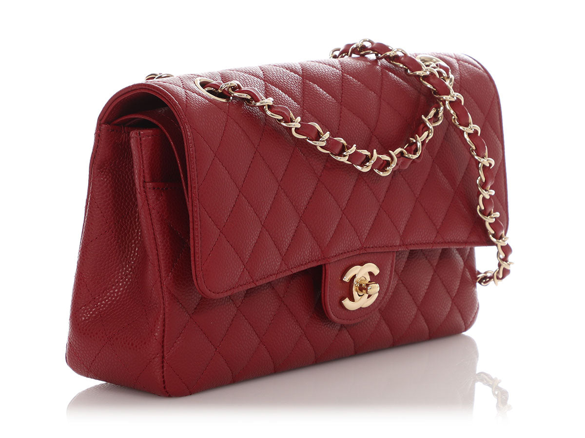 Chanel Medium/Large Red Quilted Caviar Classic Double Flap - Image 6