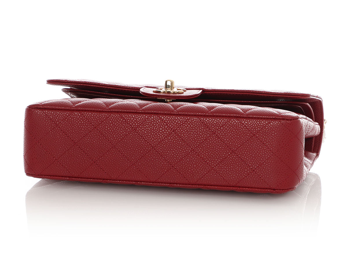 Chanel Medium/Large Red Quilted Caviar Classic Double Flap - Image 7