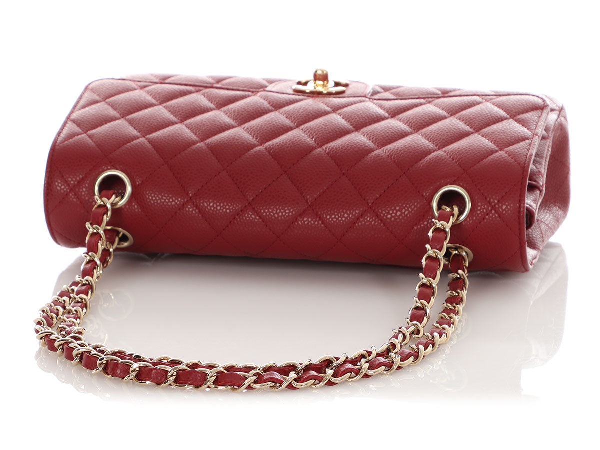 Chanel Medium/Large Red Quilted Caviar Classic Double Flap - Image 8