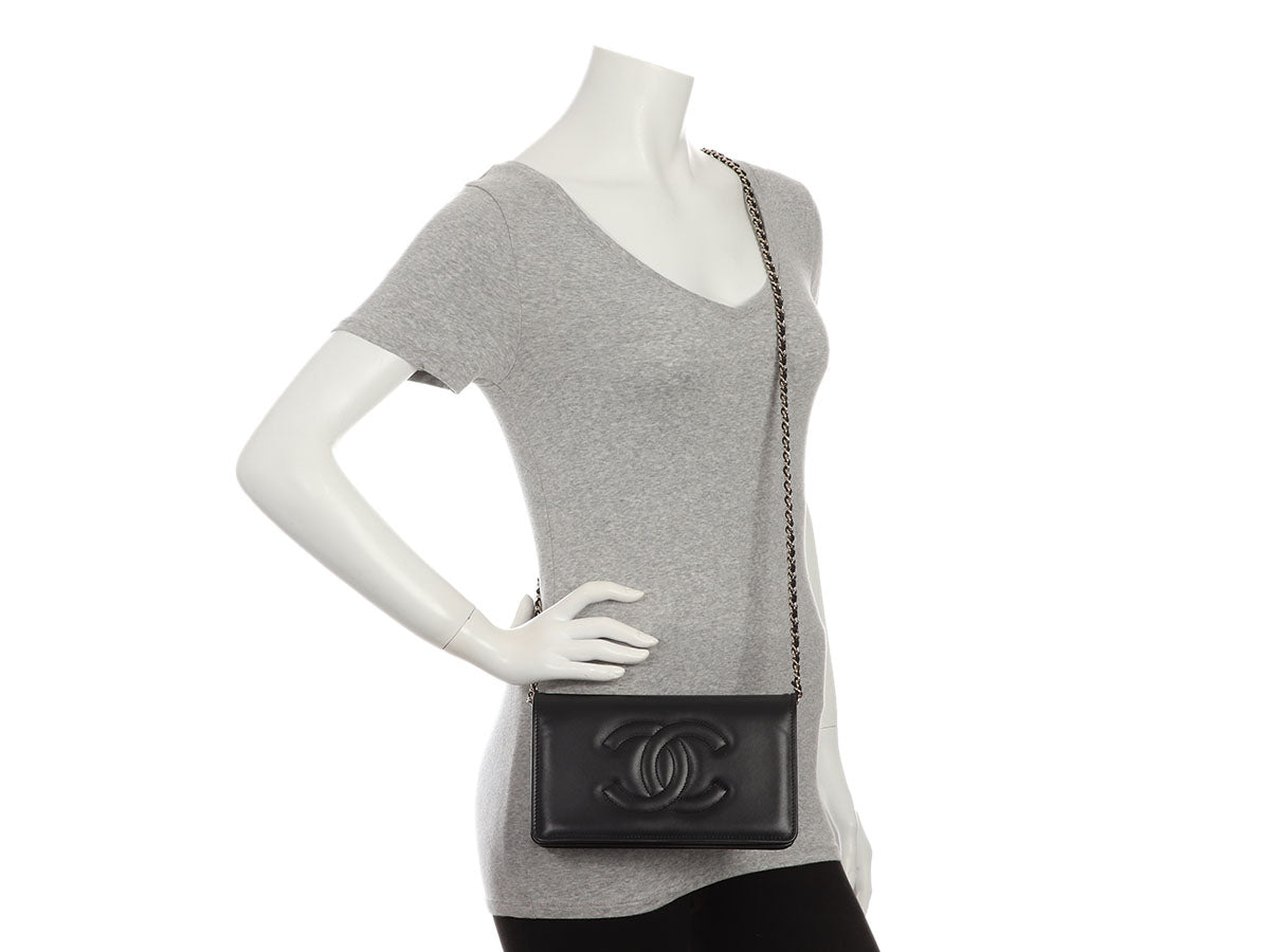 Chanel Black Lambskin Wallet On Chain WOC - Image 11