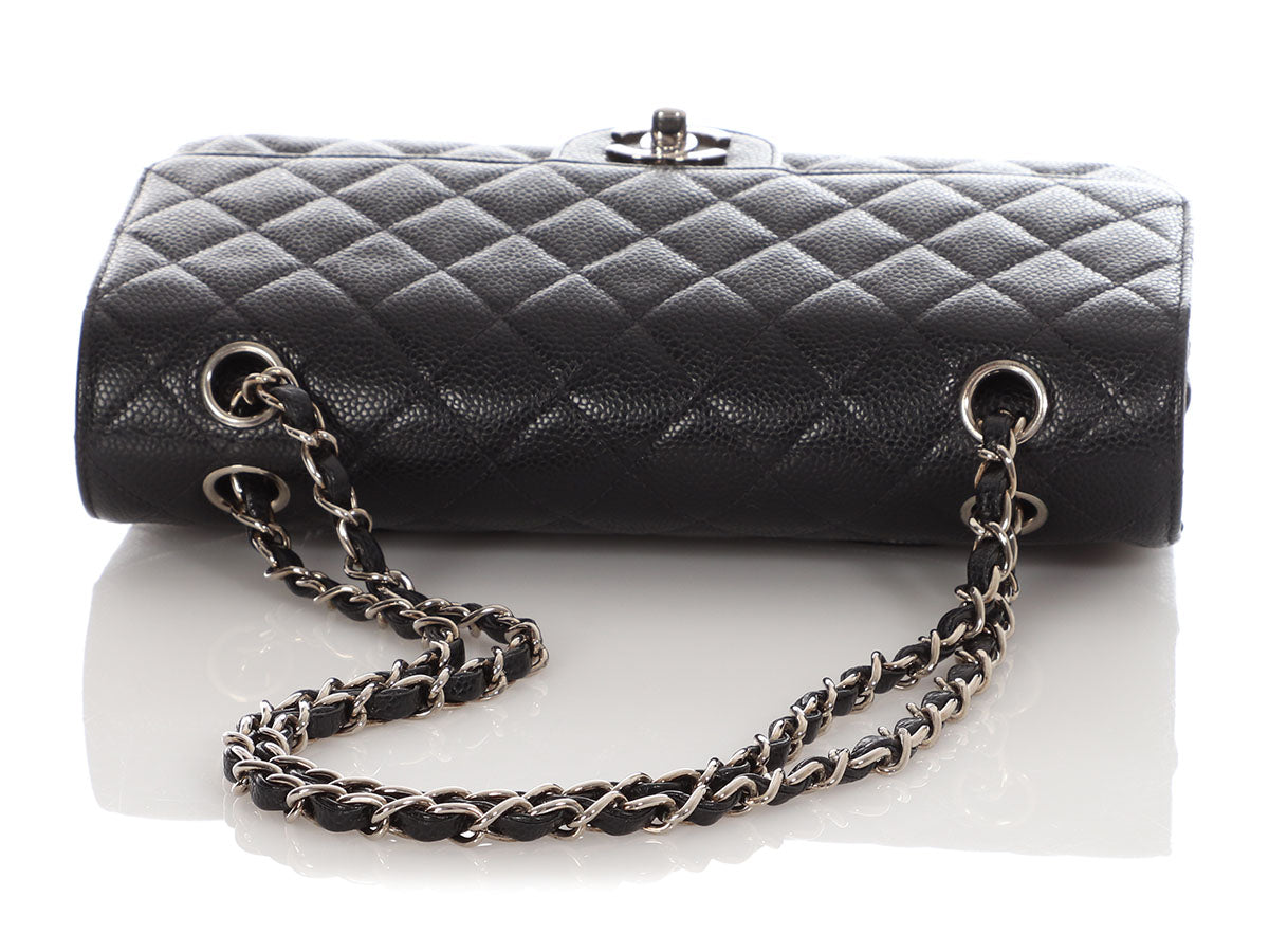 Chanel Medium/Large Black Quilted Caviar Classic Double Flap - Image 7