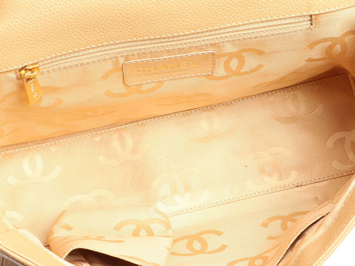 Chanel Vintage Beige Quilted Caviar Wild Stitch Flap - Image 8