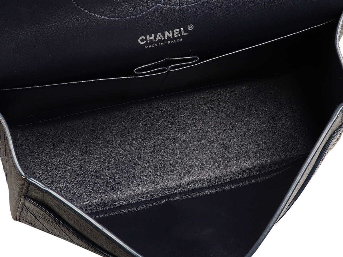 Chanel Jumbo Taupe and Navy Distressed Calfskin Paris-Cuba Classic Double Flap - Image 9