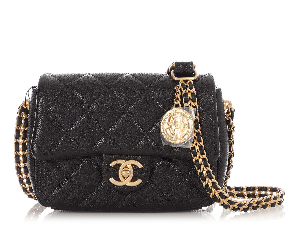 Chanel Mini Black Quilted Caviar Médallion Flap - Image 2
