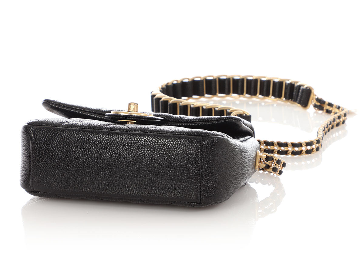 Chanel Mini Black Quilted Caviar Médallion Flap - Image 8
