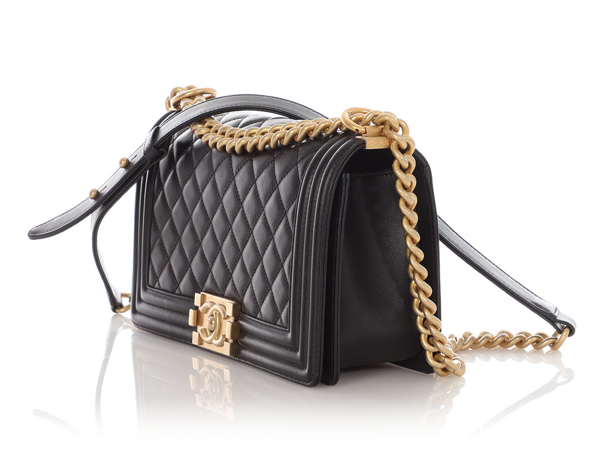 Chanel Old Medium Black Quilted Calfskin Boy Bag - Image 4