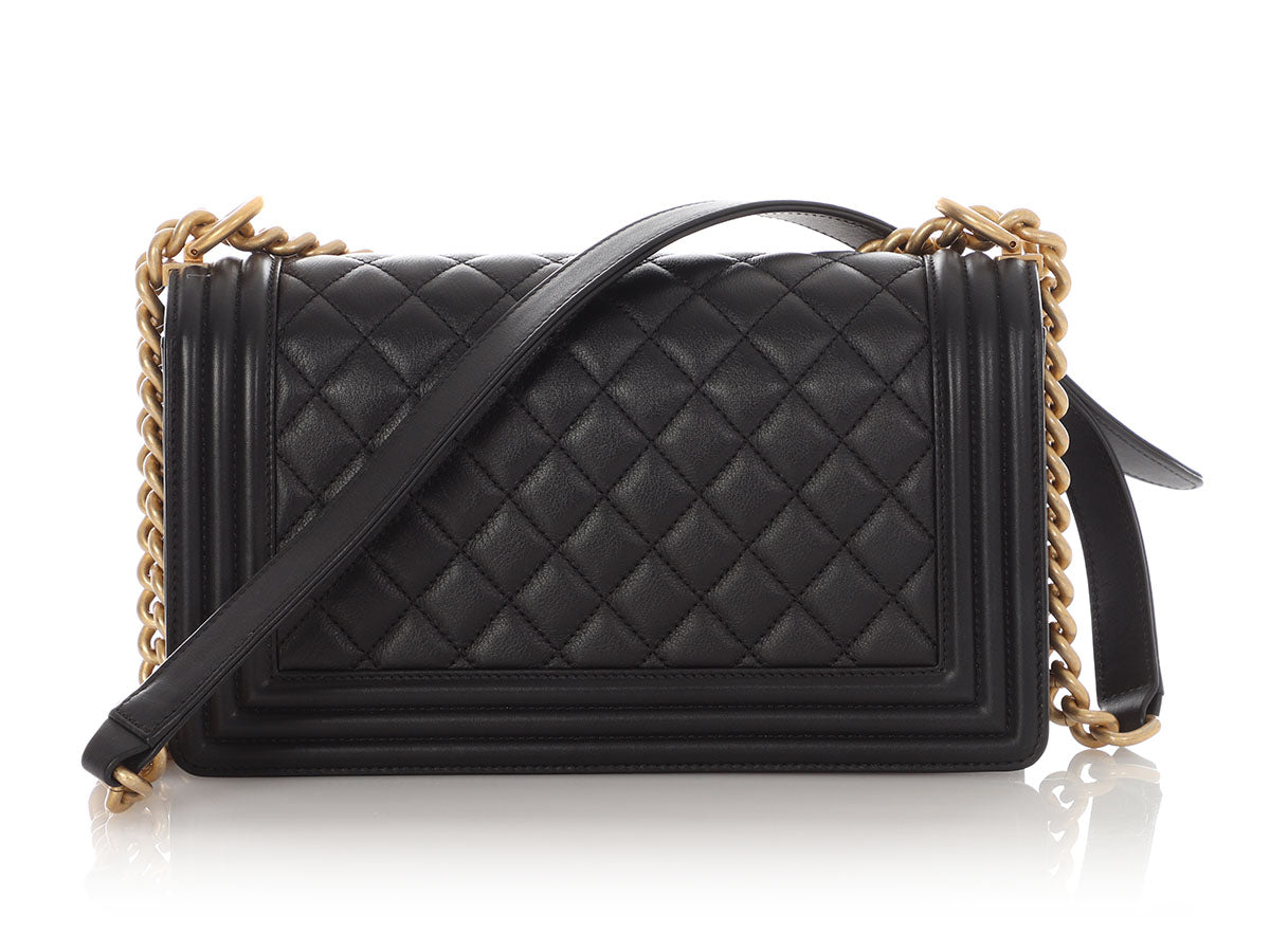 Chanel Old Medium Black Quilted Calfskin Boy Bag - Image 5