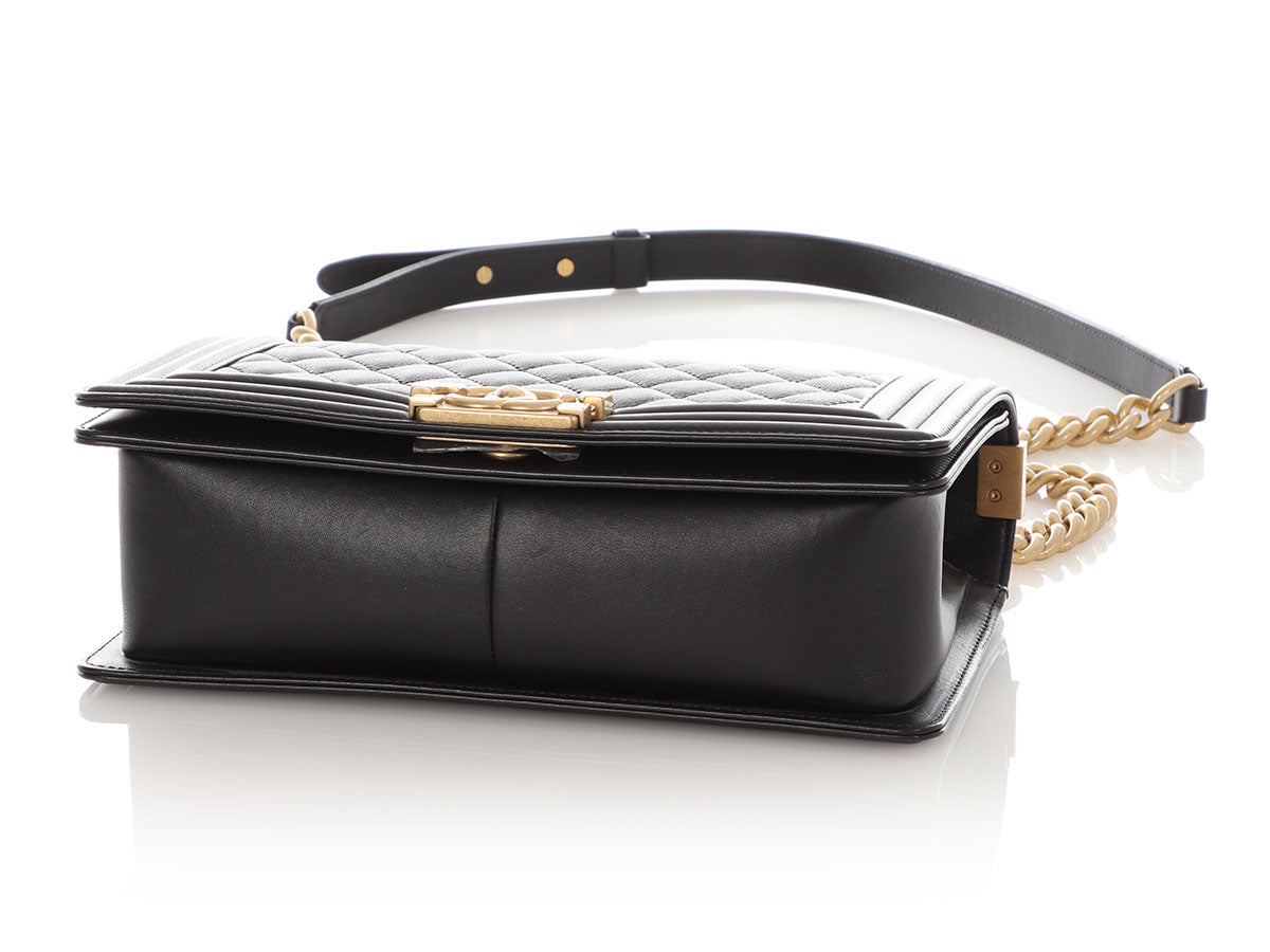Chanel Old Medium Black Quilted Calfskin Boy Bag - Image 7