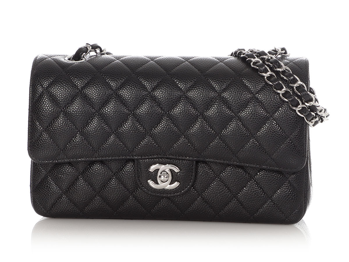Chanel Medium/Large Black Quilted Caviar Classic Double Flap - Image 2