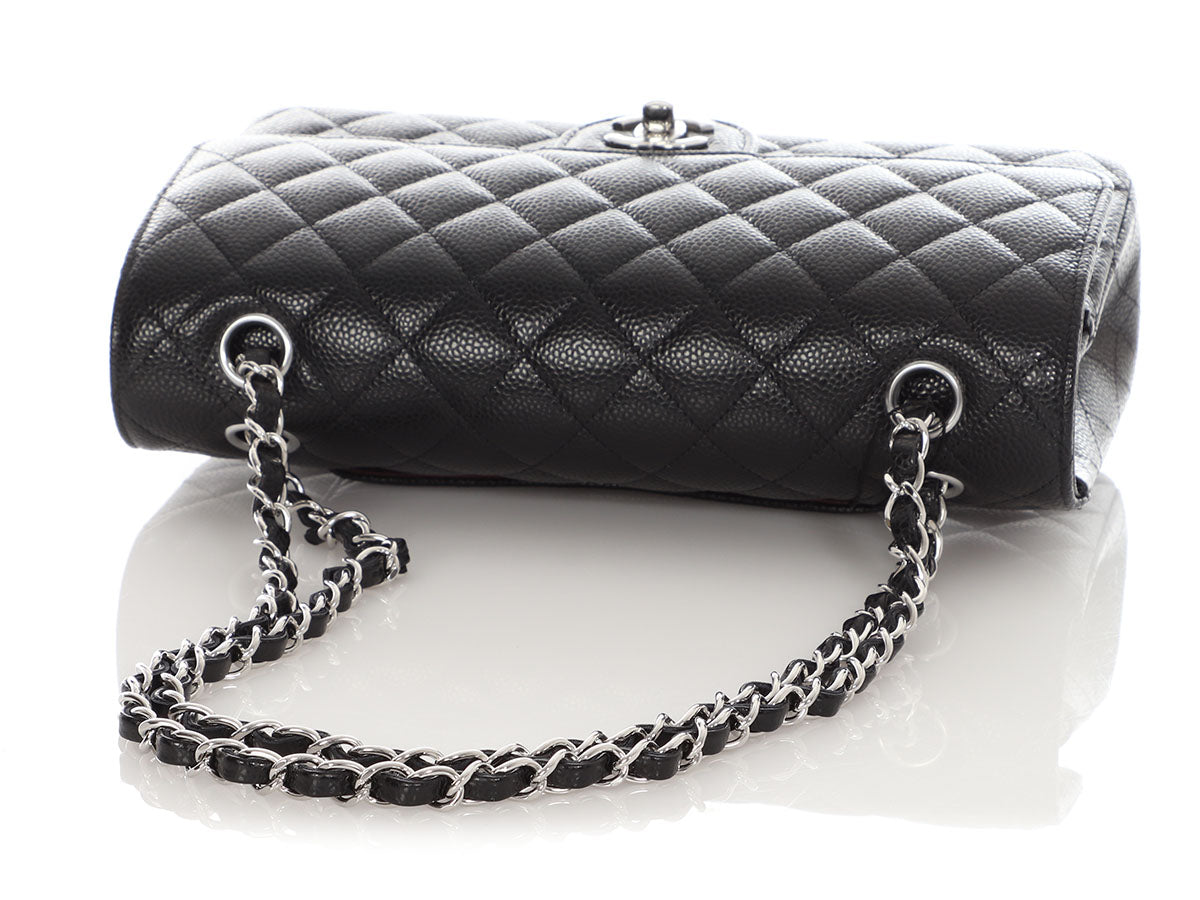 Chanel Medium/Large Black Quilted Caviar Classic Double Flap - Image 8
