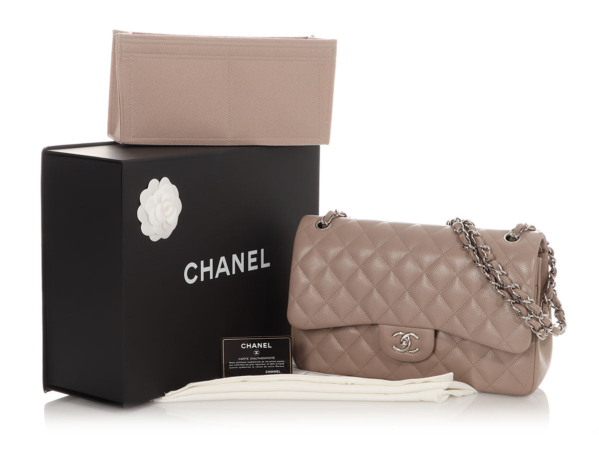 Chanel Jumbo Taupe Quilted Caviar Classic Double Flap - Image 2