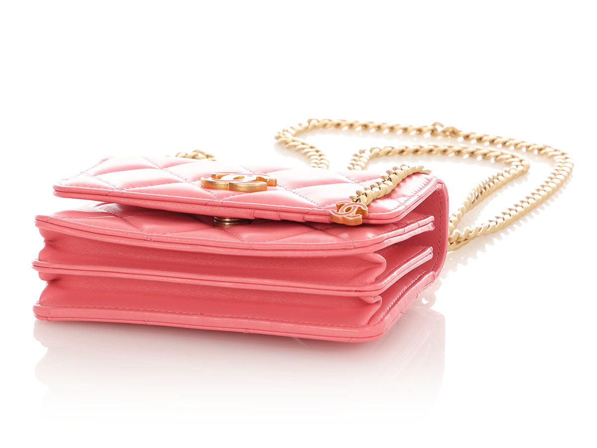 Chanel Pink Quilted Lambskin Pending CC Wallet on Chain WOC - Image 8
