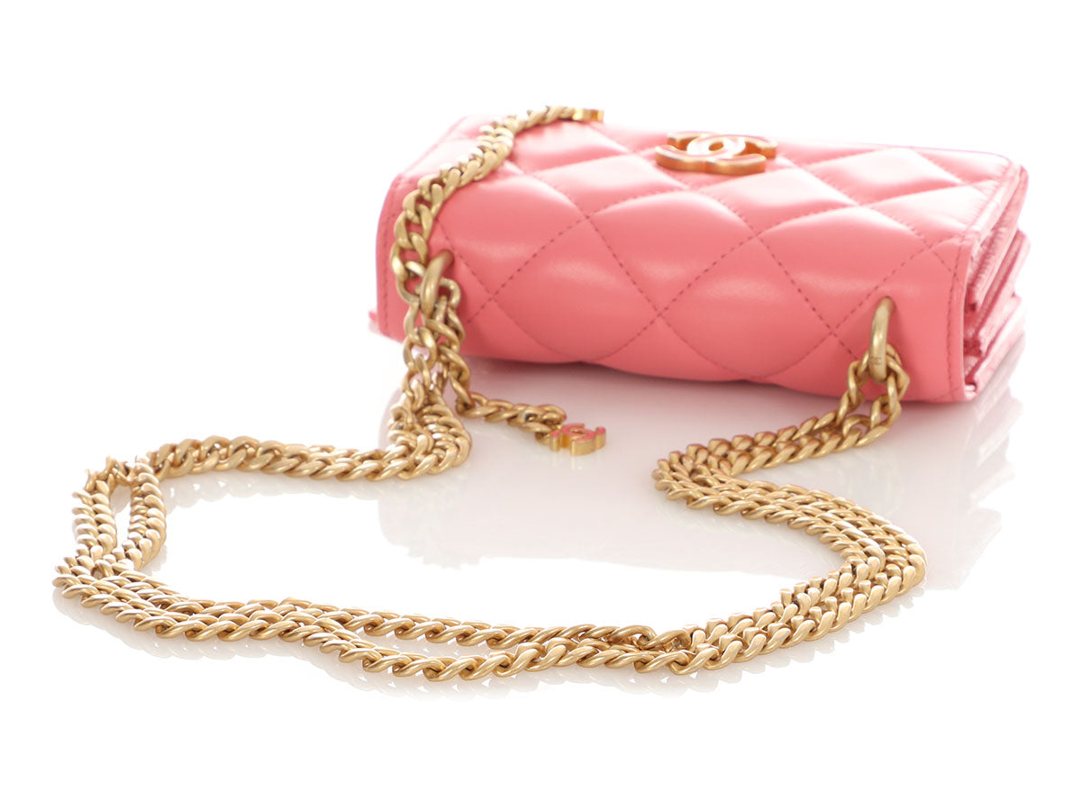 Chanel Pink Quilted Lambskin Pending CC Wallet on Chain WOC - Image 9