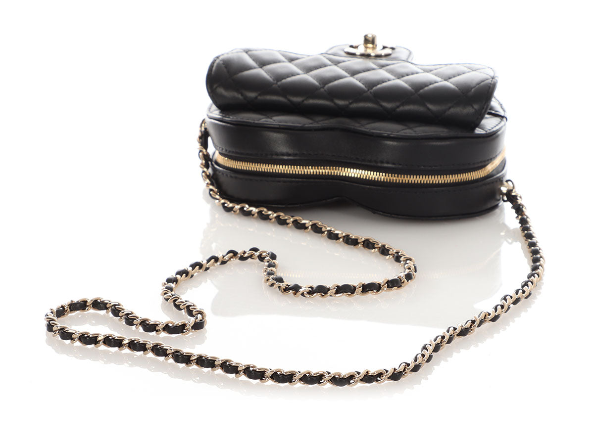 Chanel Large Black Part-Quilted Lambskin In Love Heart Crossbody - Image 8