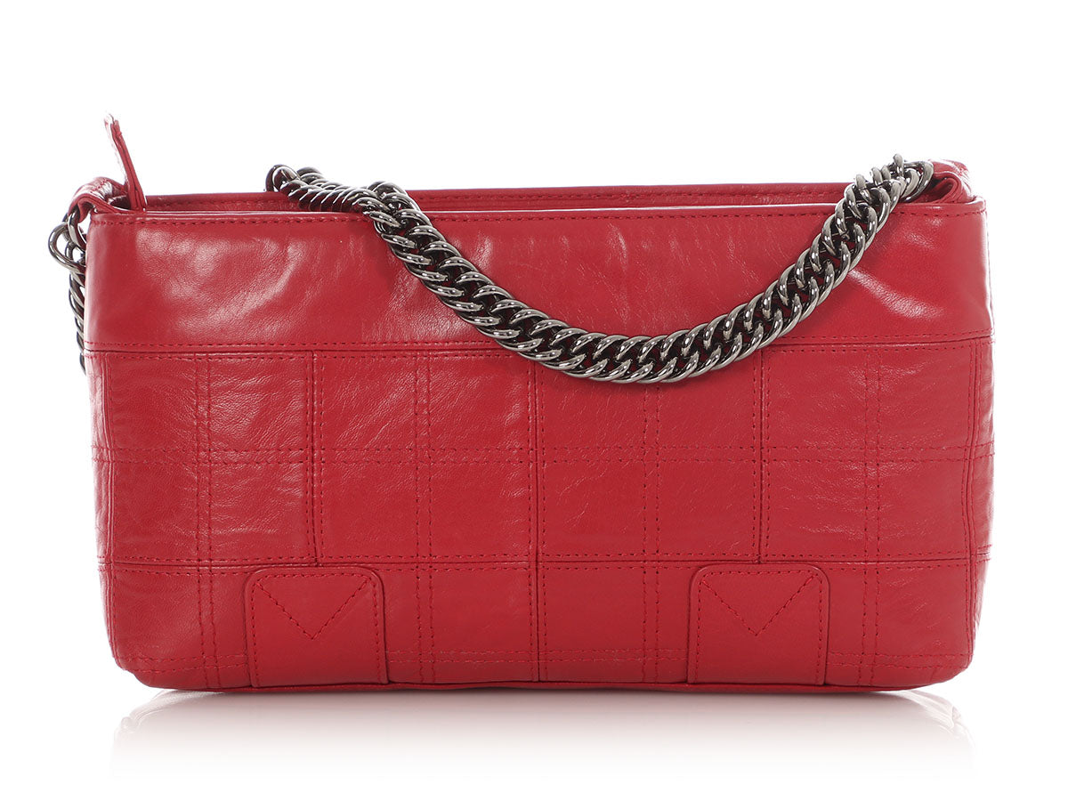 Chanel Red Square-Stitched Lambskin LAX Shoulder Bag - Image 5