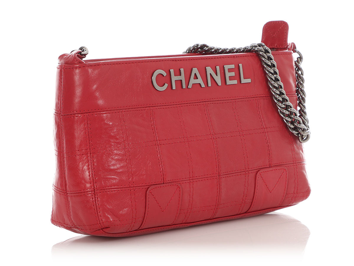 Chanel Red Square-Stitched Lambskin LAX Shoulder Bag - Image 6