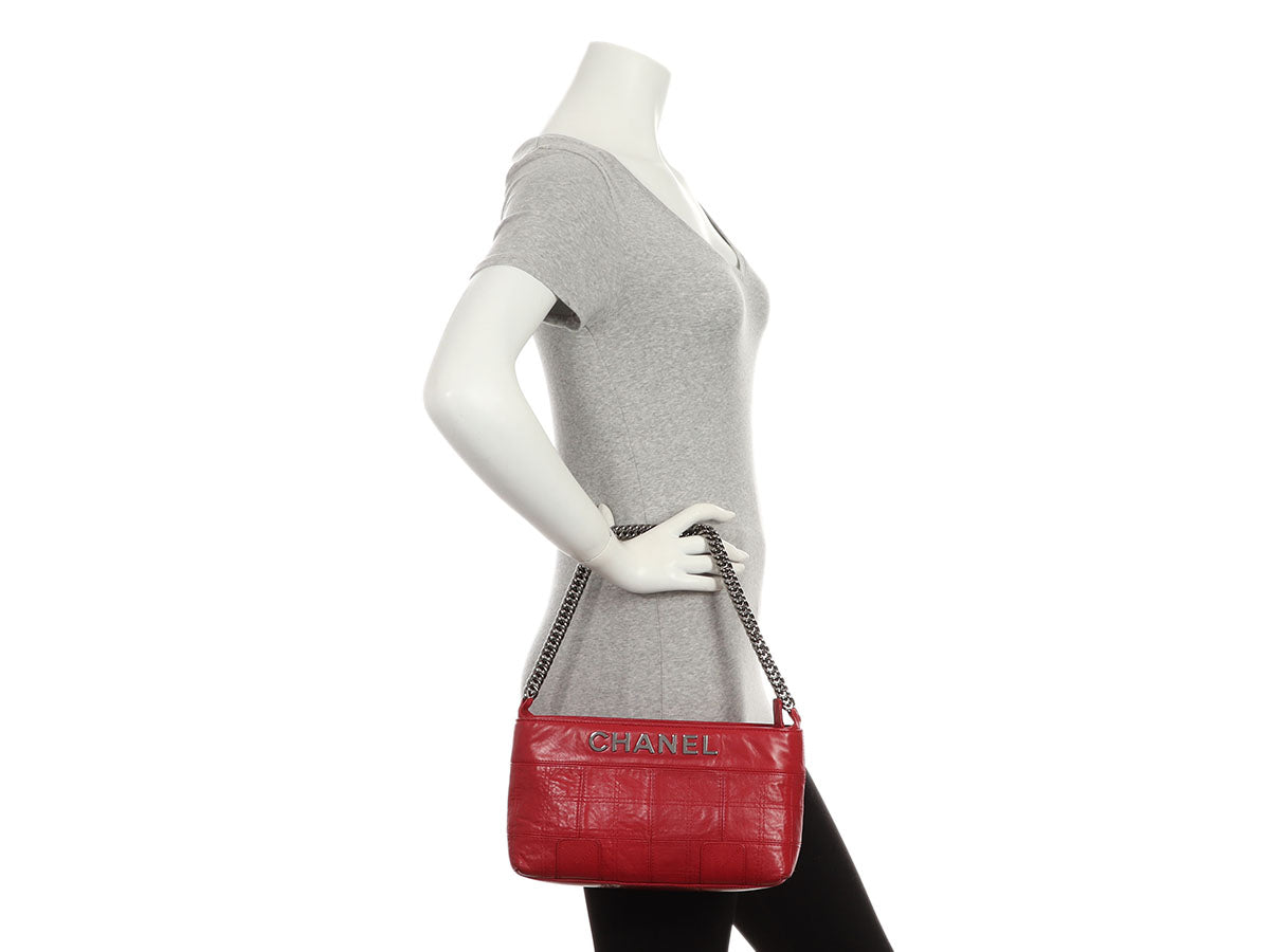 Chanel Red Square-Stitched Lambskin LAX Shoulder Bag - Image 10
