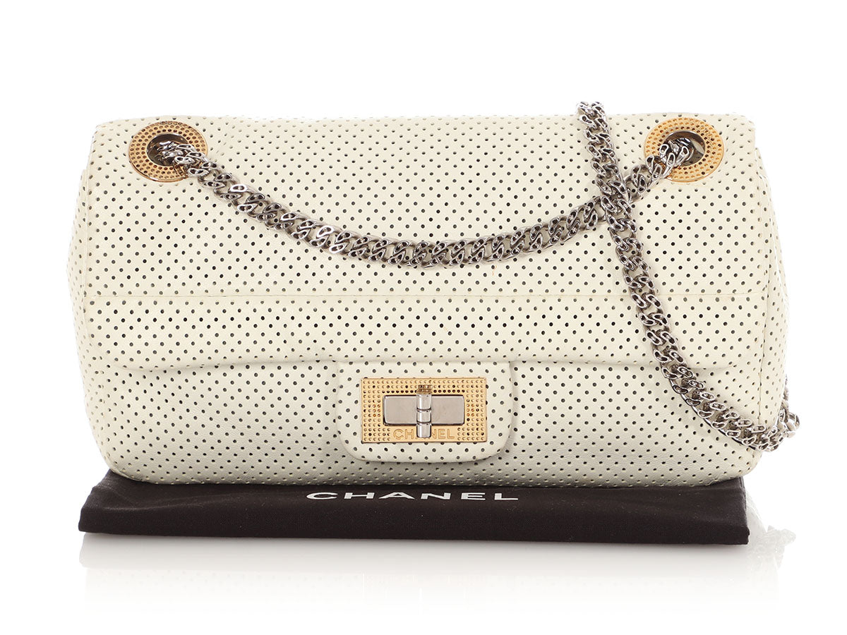 Chanel White Perforated Leather Drill Reissue Flap - Image 3