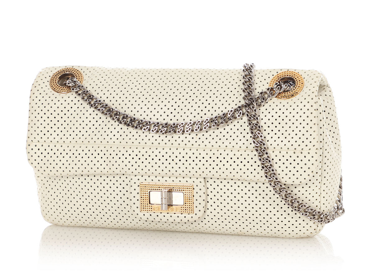 Chanel White Perforated Leather Drill Reissue Flap - Image 4
