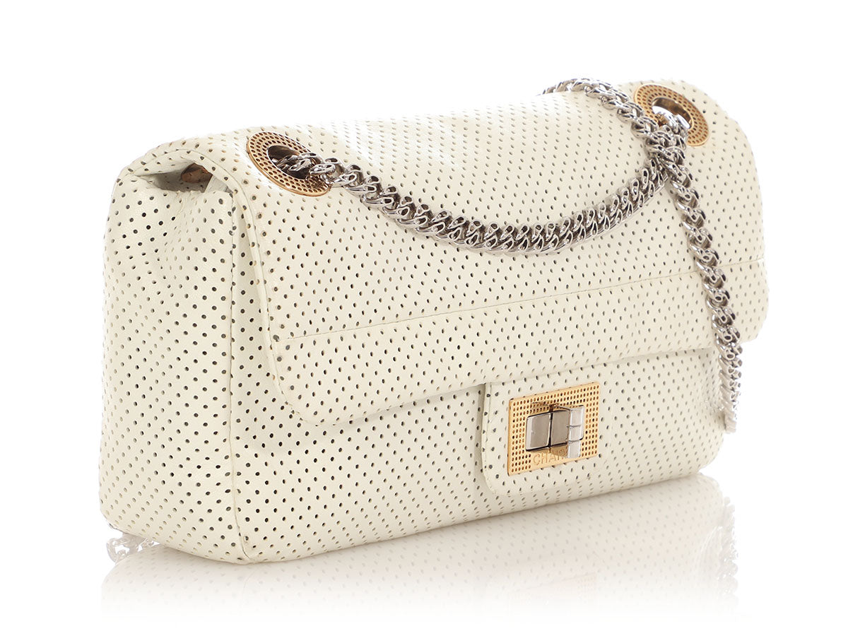 Chanel White Perforated Leather Drill Reissue Flap - Image 7