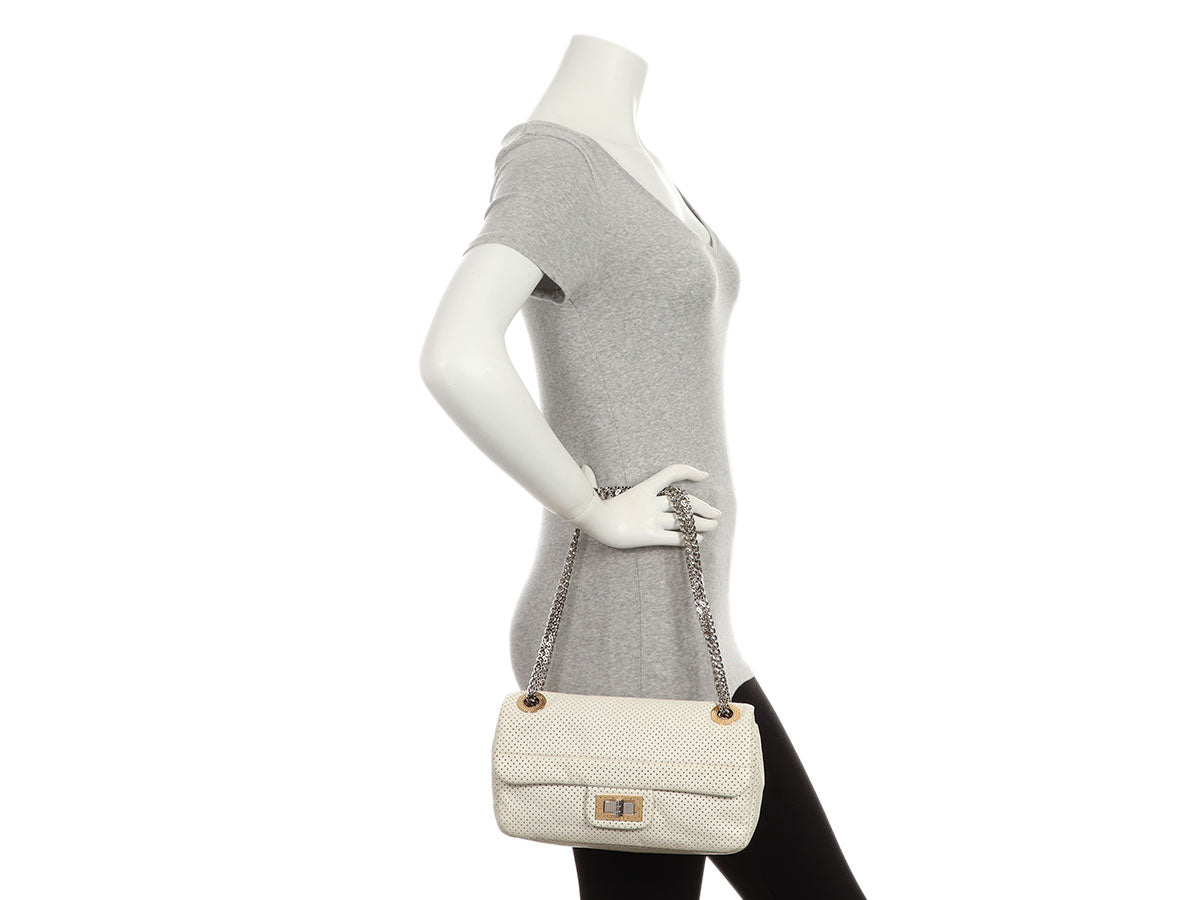 Chanel White Perforated Leather Drill Reissue Flap - Image 11
