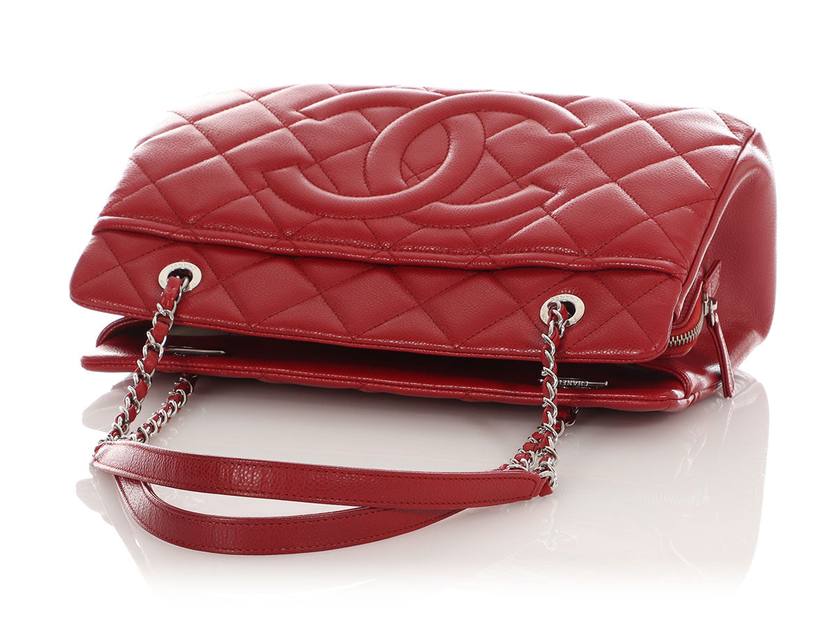 Chanel Red Quilted Caviar Timeless CC Soft Tote - Image 8