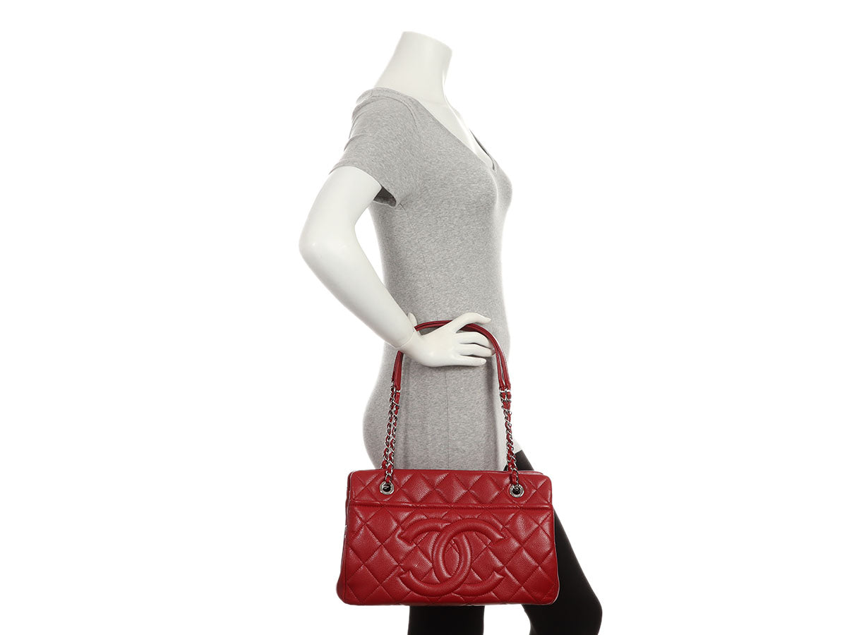Chanel Red Quilted Caviar Timeless CC Soft Tote - Image 10