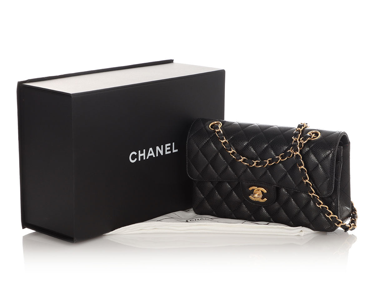 Chanel Small Black Quilted Caviar Classic Double Flap - Image 2