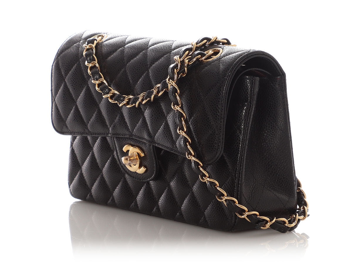 Chanel Small Black Quilted Caviar Classic Double Flap - Image 4
