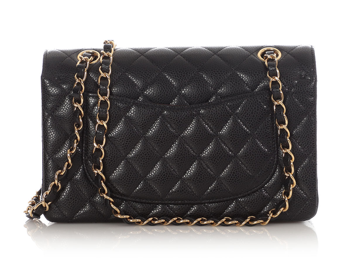 Chanel Small Black Quilted Caviar Classic Double Flap - Image 5