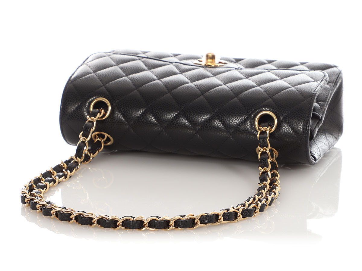 Chanel Small Black Quilted Caviar Classic Double Flap - Image 8