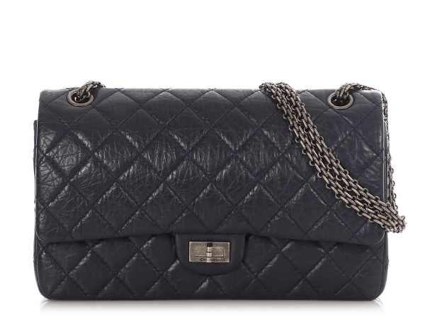 Chanel Navy Quilted Aged Calfskin 2.55 Reissue 226