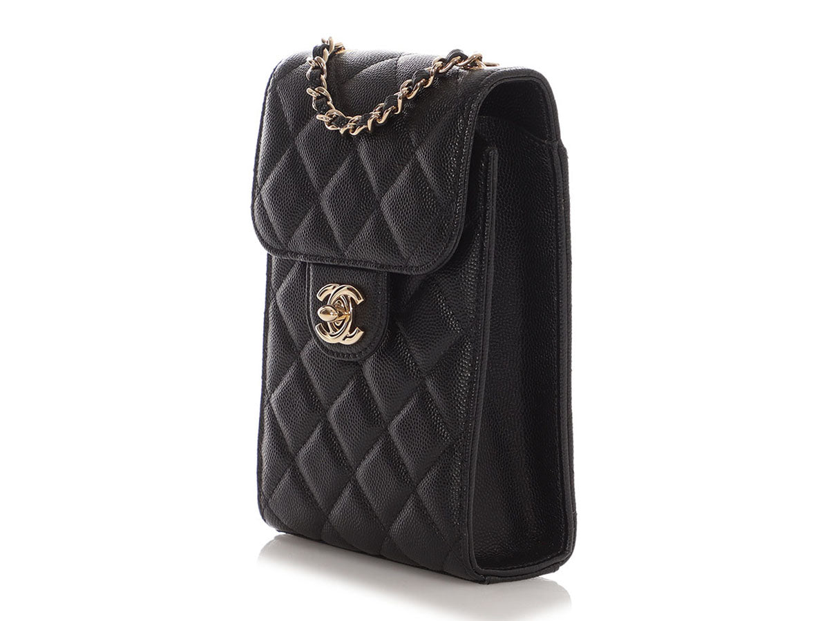 Chanel Black Quilted Caviar Classic Crossbody Phone Case - Image 3