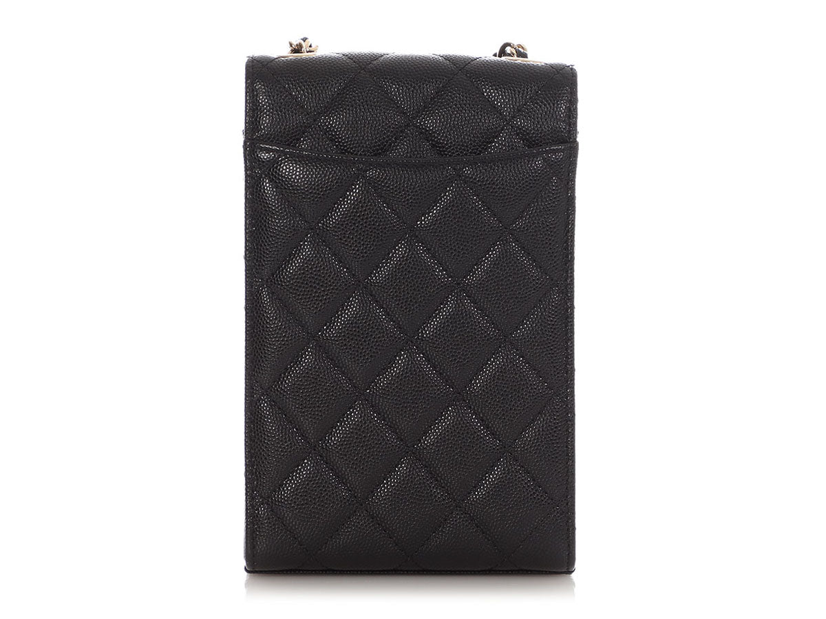 Chanel Black Quilted Caviar Classic Crossbody Phone Case - Image 4