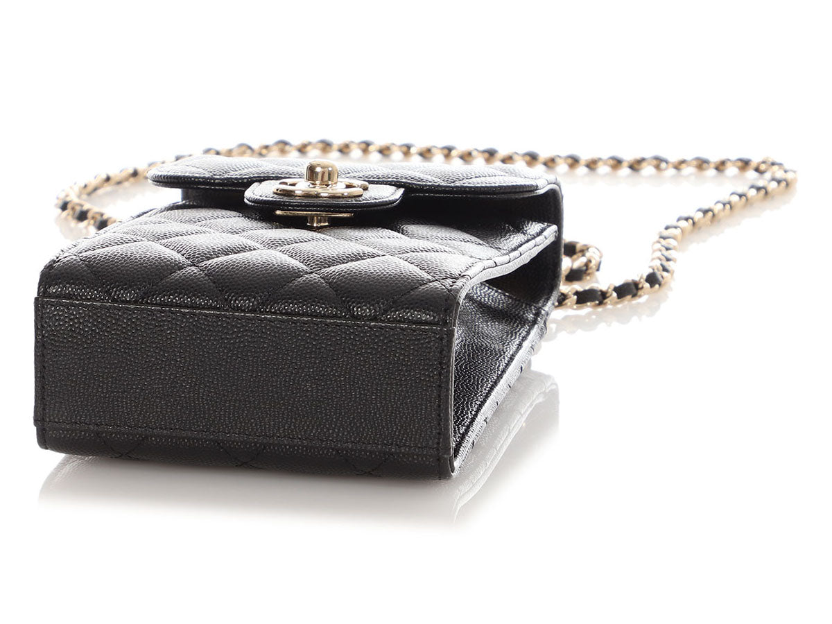 Chanel Black Quilted Caviar Classic Crossbody Phone Case - Image 6