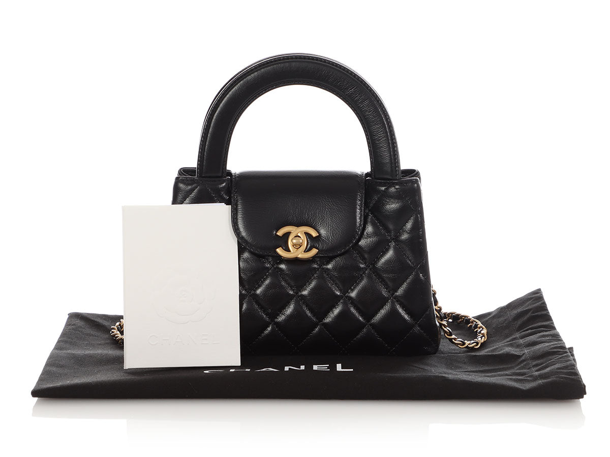 Chanel Small Black Shiny Quilted Calfskin Nano Kelly - Image 2