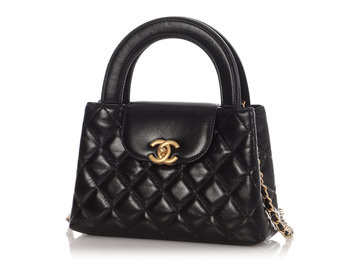Chanel Small Black Shiny Quilted Calfskin Nano Kelly - Image 3