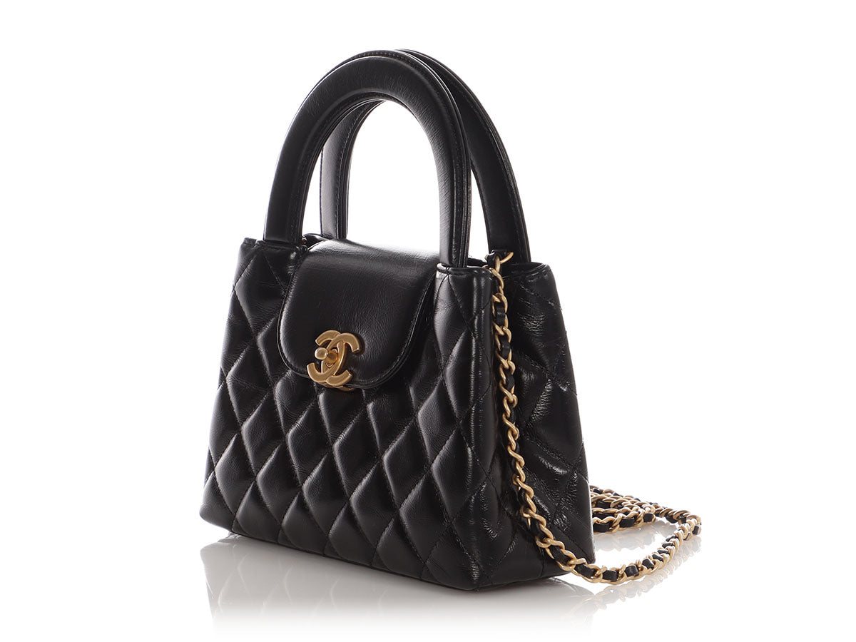 Chanel Small Black Shiny Quilted Calfskin Nano Kelly - Image 4